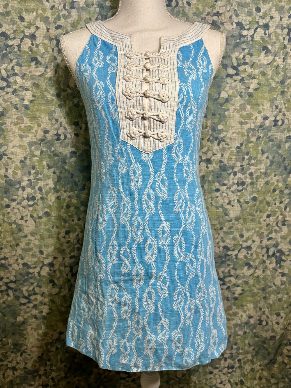 Lilly Pulitzer Blue Rope Print Sleeveless Shift Dress Size 4